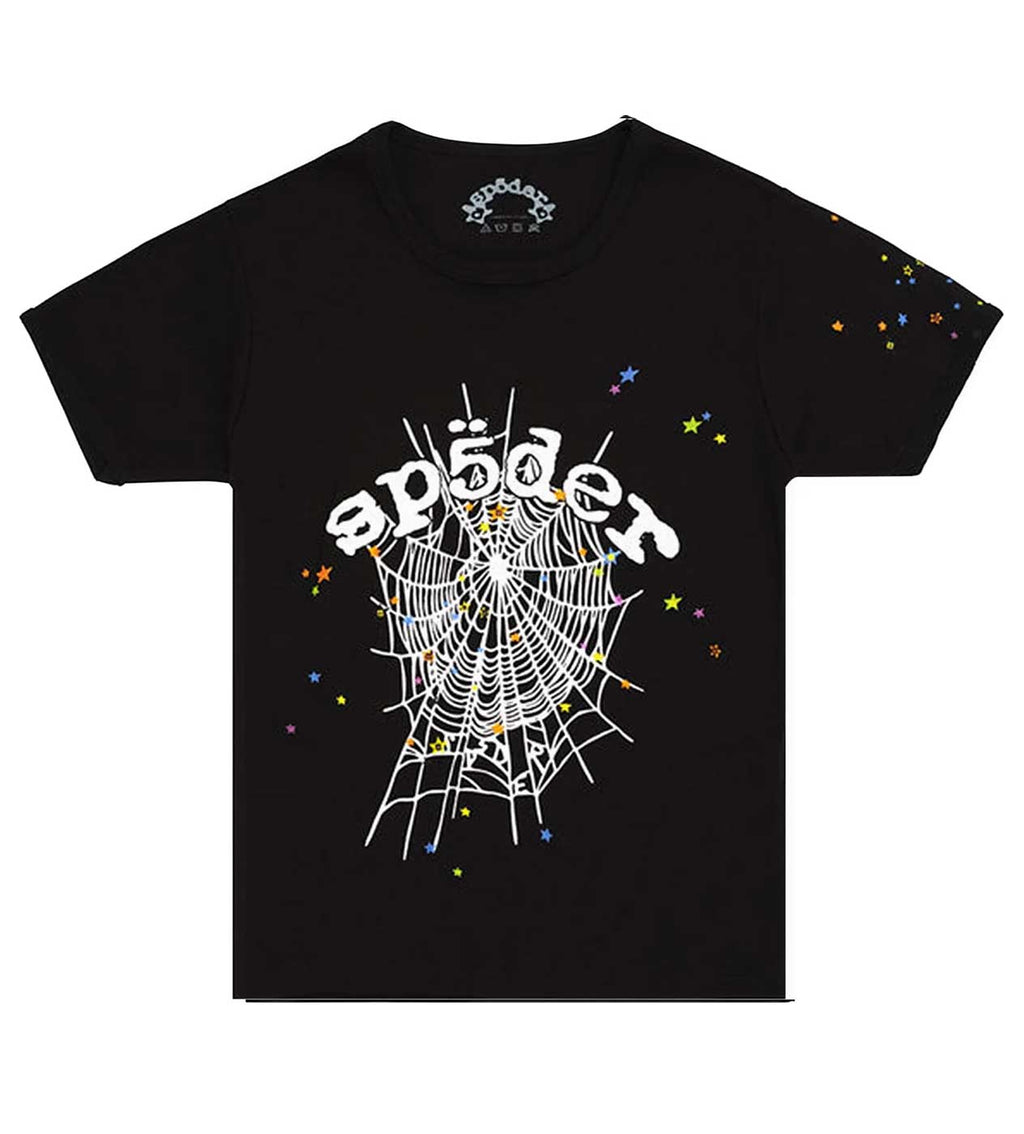Sp5der Women OG Web V2 Baby T-Shirt Black product image 1, provided for visual reference and product detail review