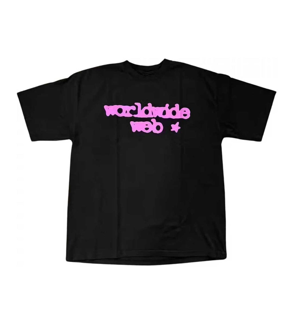 Sp5der WorldWide Web Black/Purple T-Shirt product image 1, provided for visual reference and product detail review