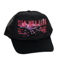 Sp5der Worldwide Silk Web Bank Trucker Hat Black/Pink product image 1, provided for visual reference and product detail