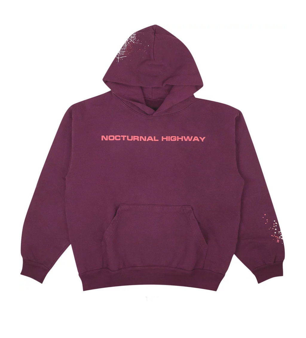 Sp5der Nocturnal Highway Hoodie Dark Purple product image 2, provided for visual reference and product detail review