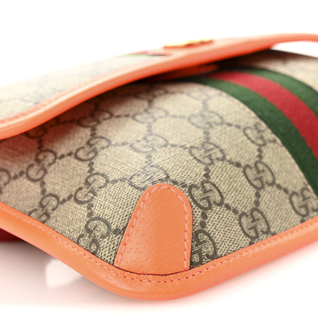 GG Supreme Monogram Web Small Ophidia Belt Bag Beige Ebony Orange Fluo product image 9, provided for visual reference and