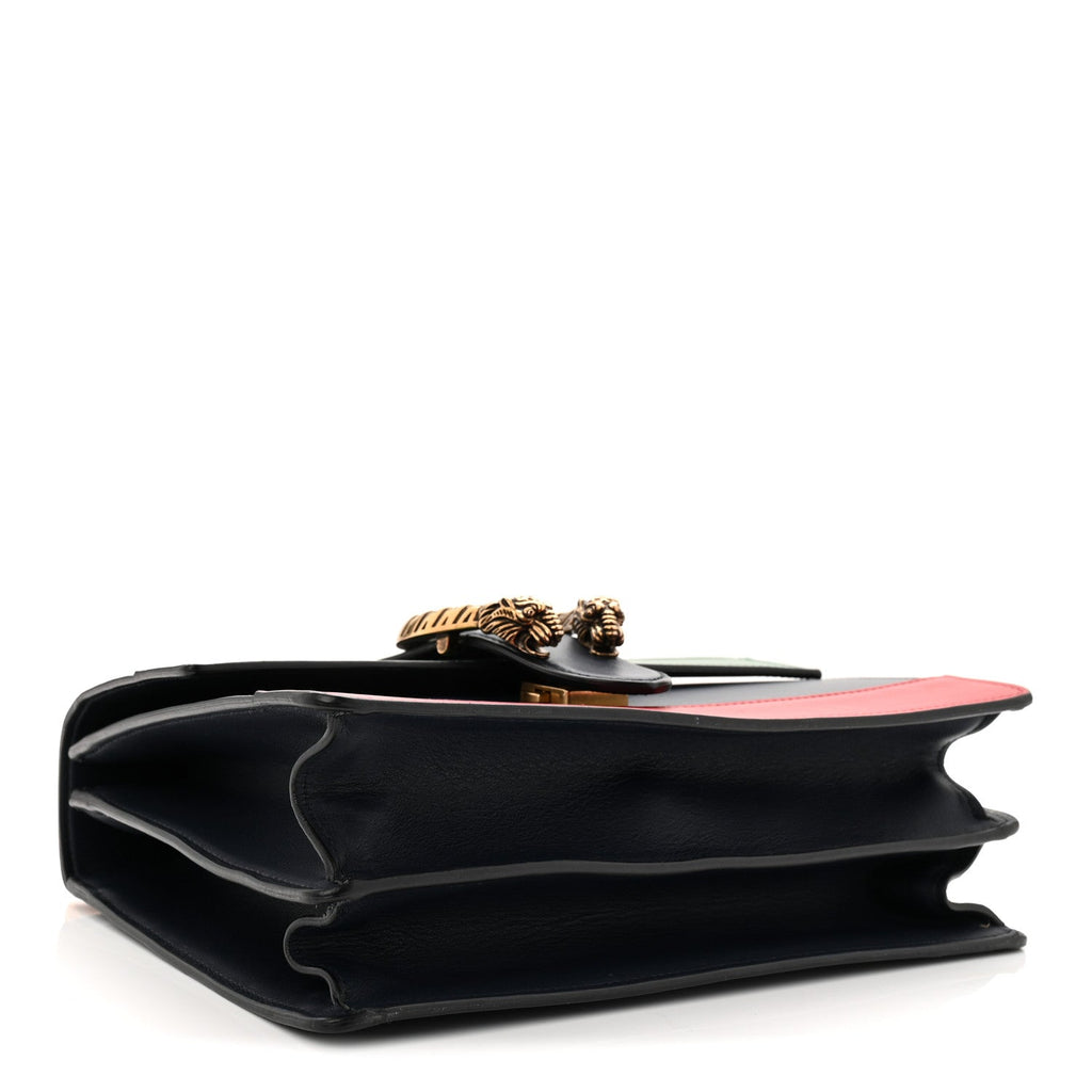 Moon Calfskin Web Medium Dionysus Bamboo Top Handle Bag Black Bright Evergreen Hibiscus Red product image 4, provided for
