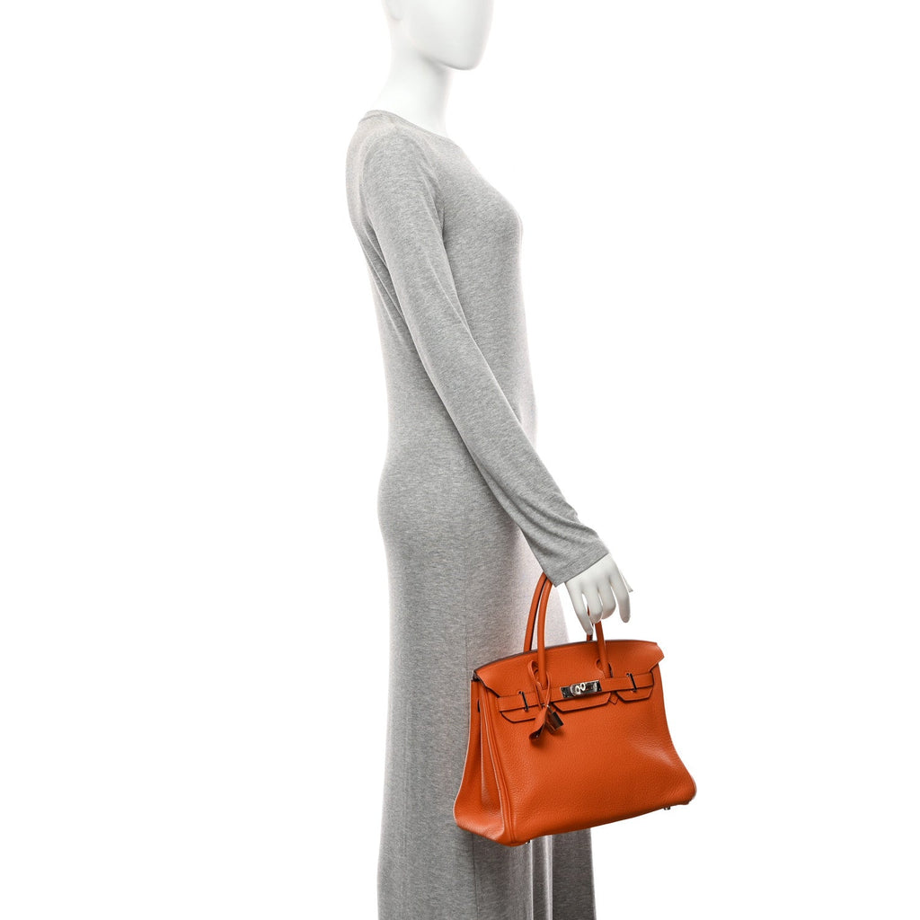 Taurillon Clemence Birkin 30 Orange product image 2, provided for visual reference and product detail review