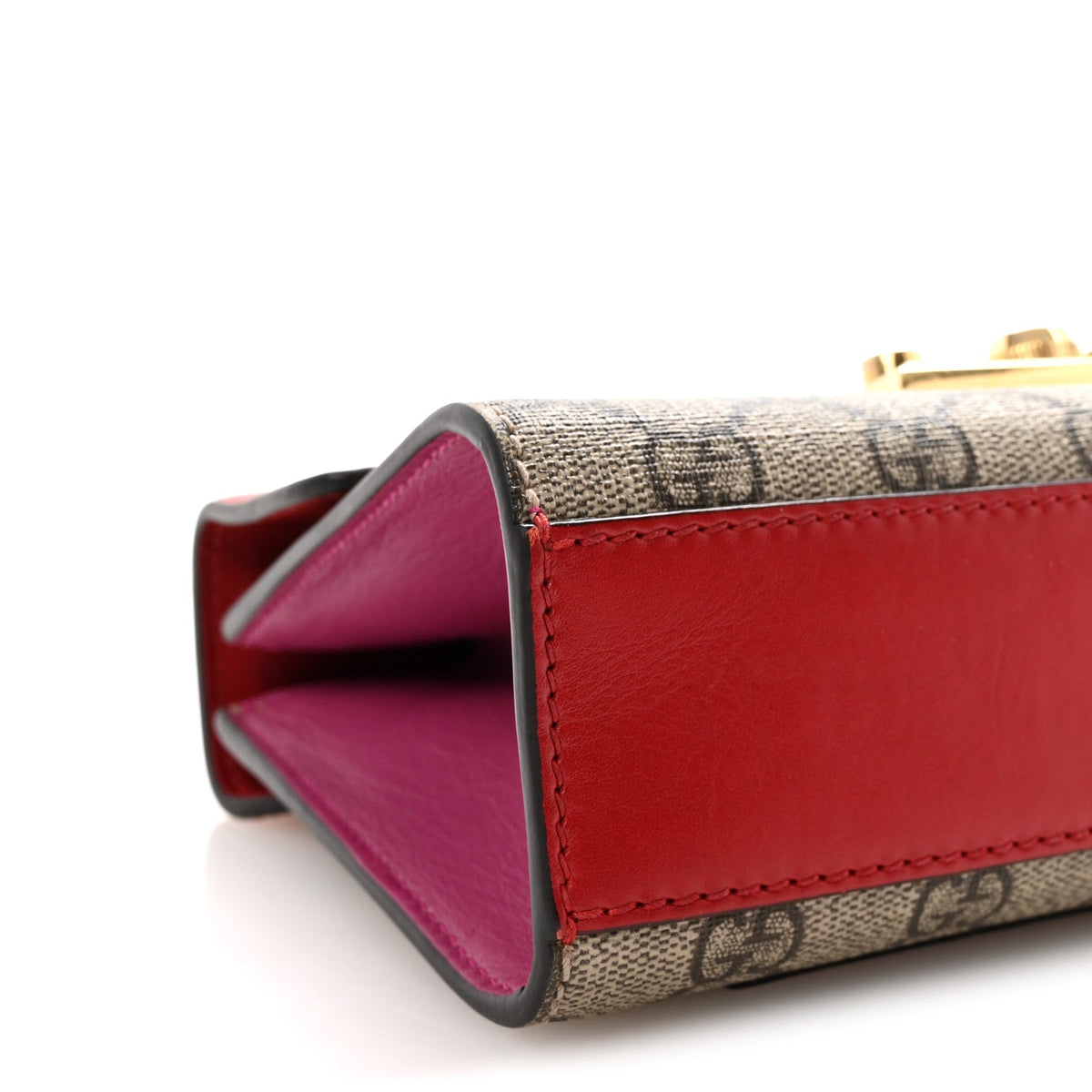 GG Supreme Monogram Calfskin Small Padlock Shoulder Bag Beige Hibiscus Red New Rosette product image 9, provided for visual