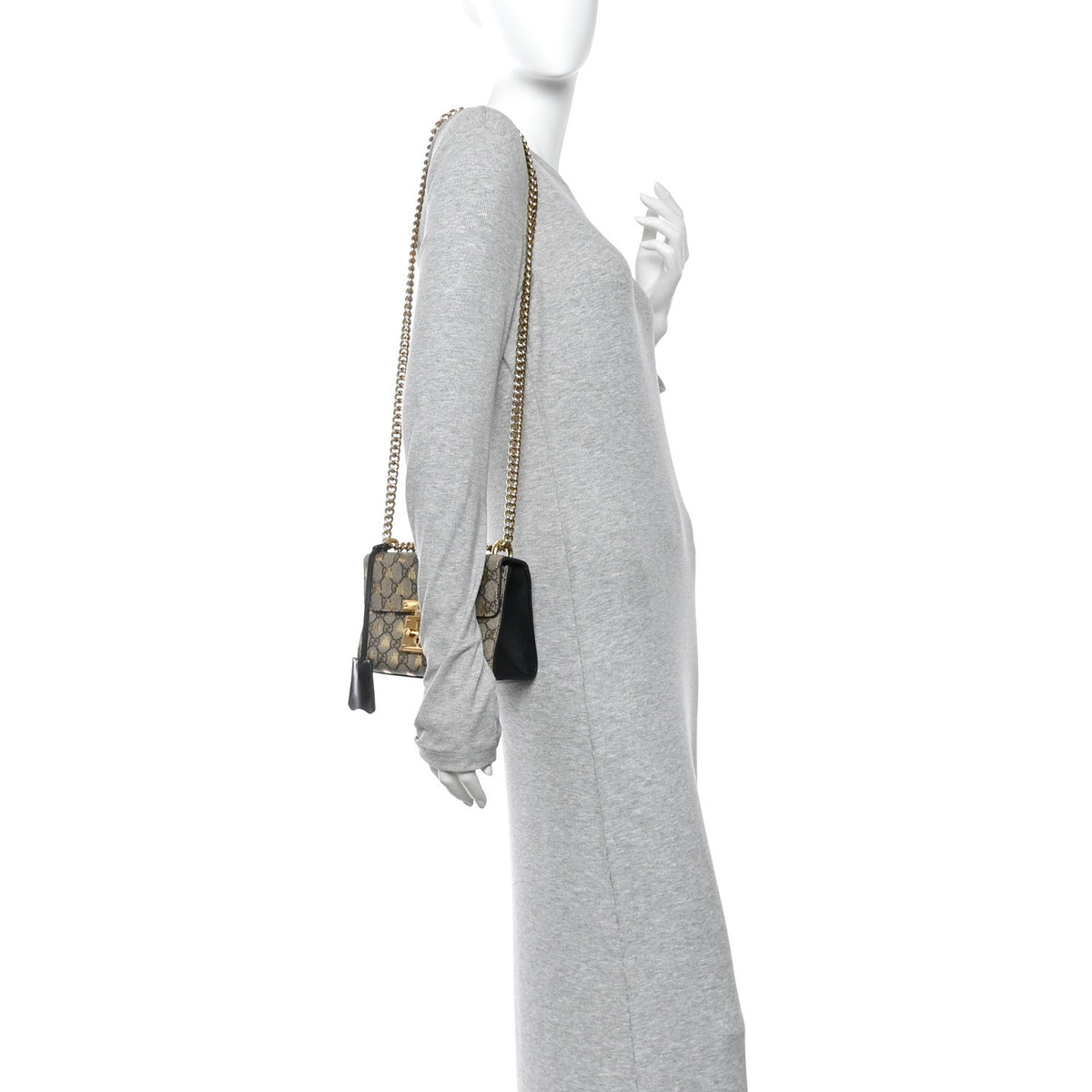 GG Supreme Monogram Bees Small Padlock Shoulder Bag Black product image 2, provided for visual reference and product detail