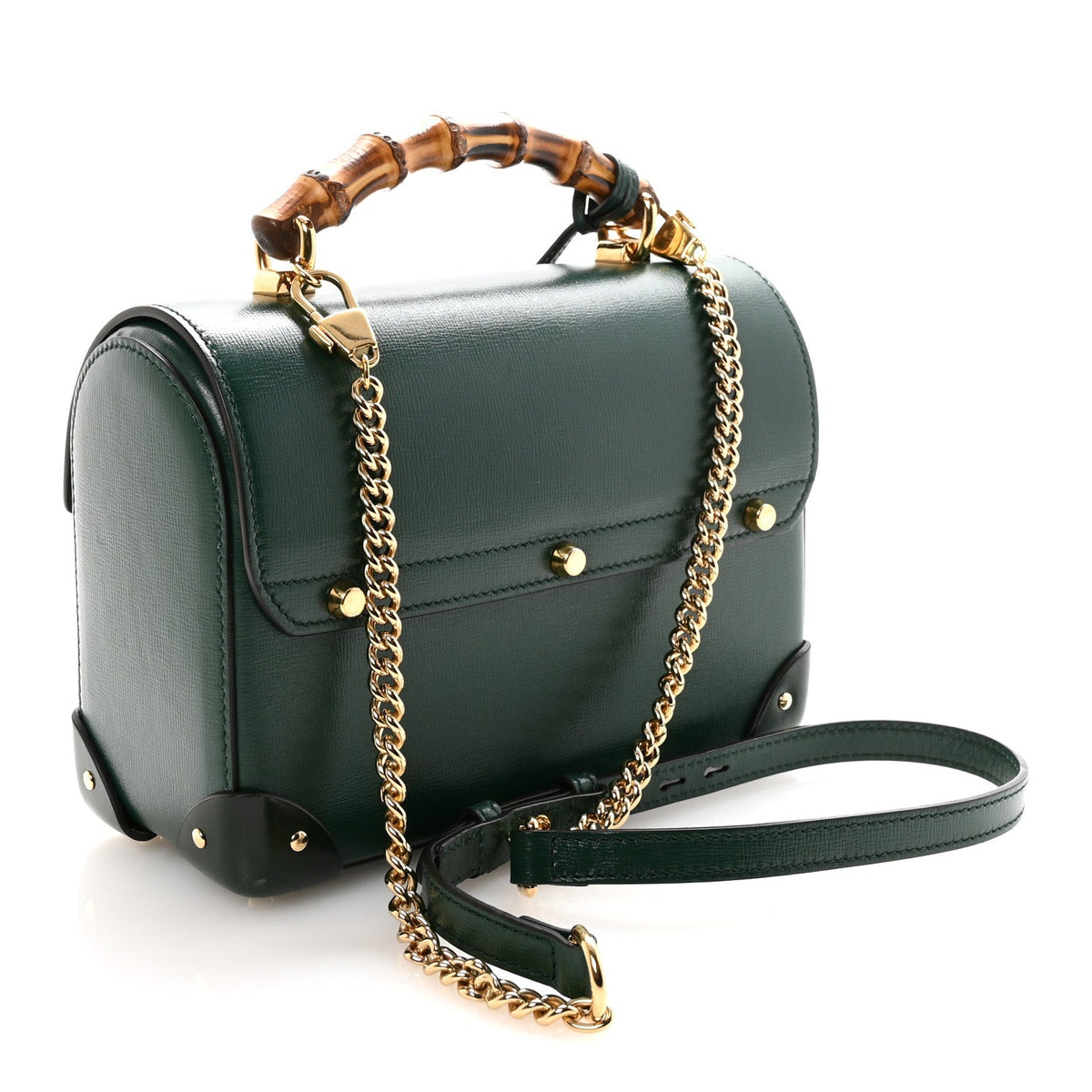 Azalea Calfskin Small Padlock Bamboo Shoulder Bag Vintage Green product image 3, provided for visual reference and product