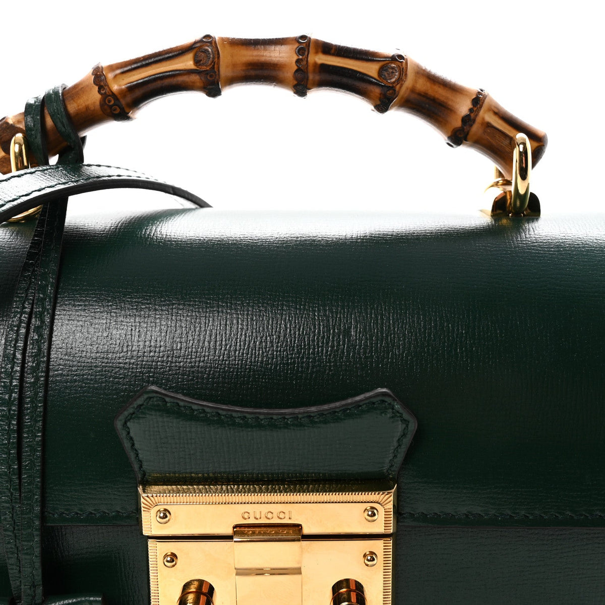 Azalea Calfskin Small Padlock Bamboo Shoulder Bag Vintage Green product image 8, provided for visual reference and product