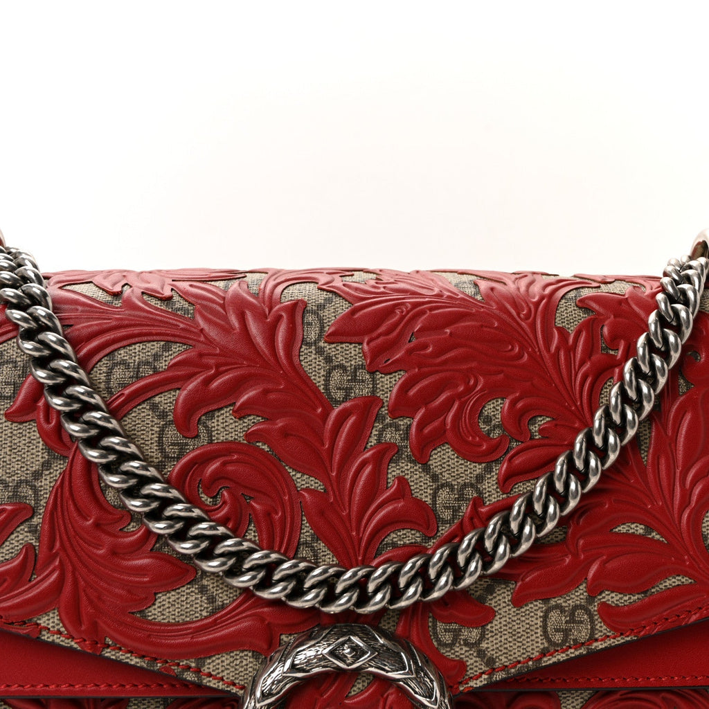 GG Supreme Monogram Arabesque Medium Dionysus Shoulder Bag Hibiscus Red product image 8, provided for visual reference and