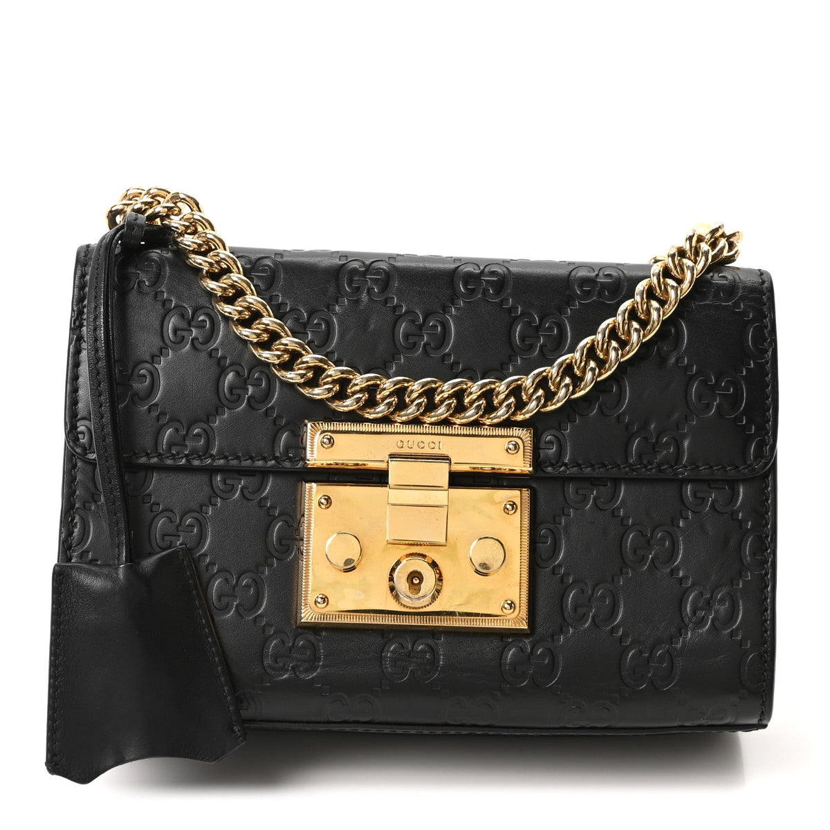 Guccissima Small Padlock Shoulder Bag Black product image 1, provided for visual reference and product detail review