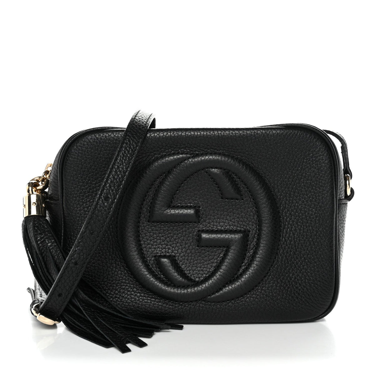 Pebbled Calfskin Small Soho Disco Bag Black product image 1, provided for visual reference and product detail review