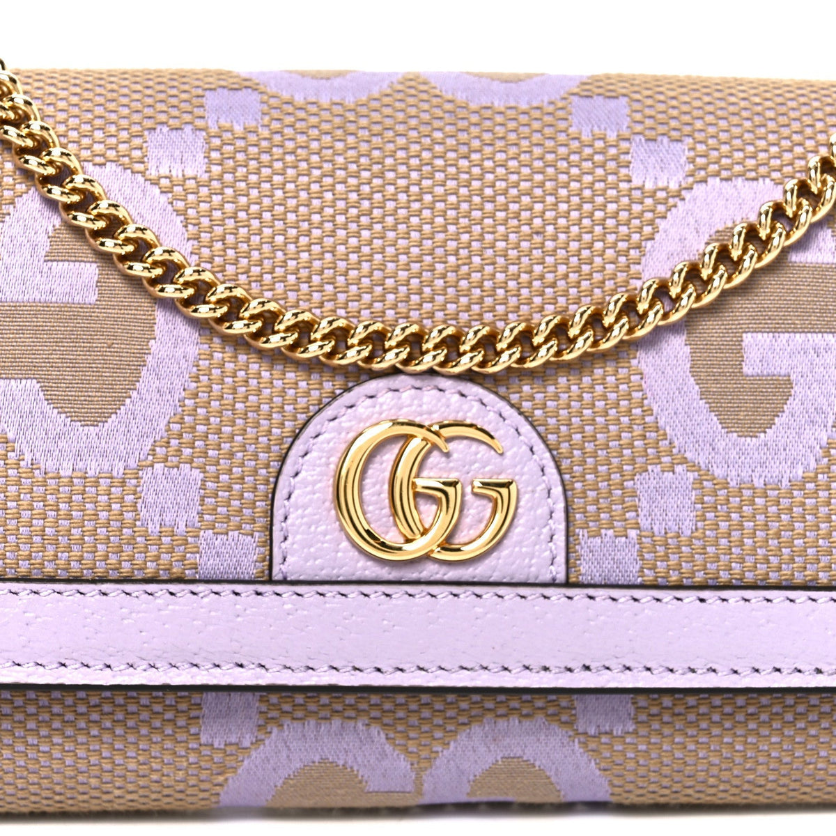 Monogram Jumbo GG Textured Dollar Calfskin Ophidia Continental Wallet On Chain Beige Lapis product image 8, provided for