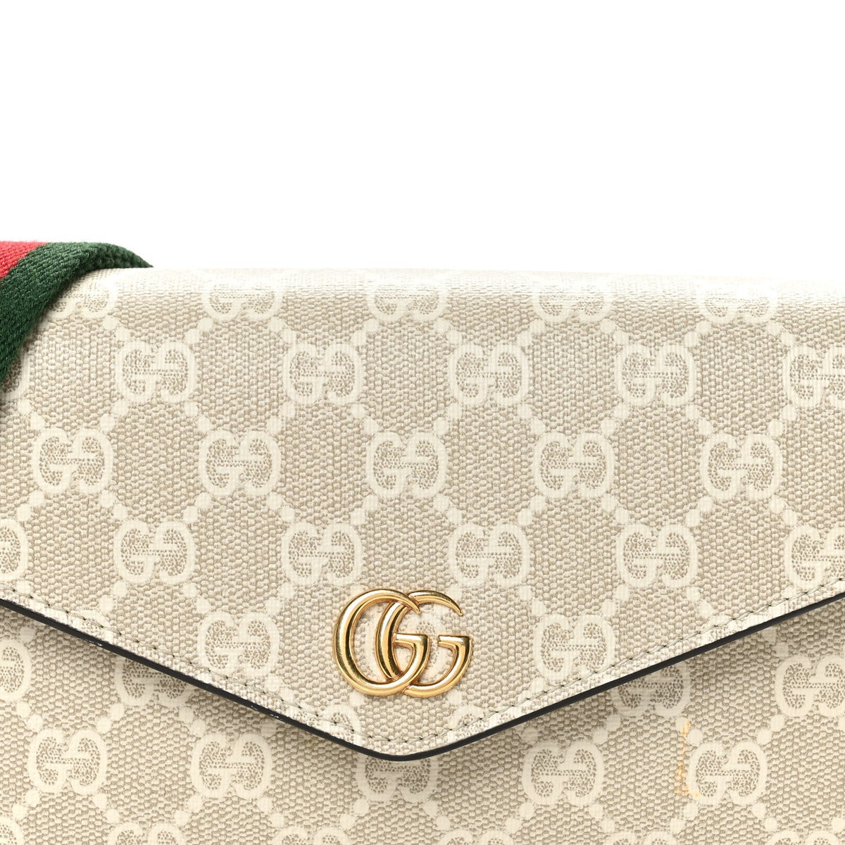 GG Supreme Monogram Textured Dollar Calfskin Web Mini Ophidia Envelope Shoulder Bag Beige Mystic White Oatmeal product image