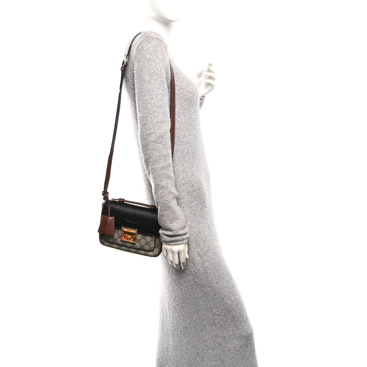 GG Supreme Monogram New Sakai Lux Calfskin Mini Padlock Flap Pocket Shoulder Bag Beige Ebony Black Cuir product image 2,