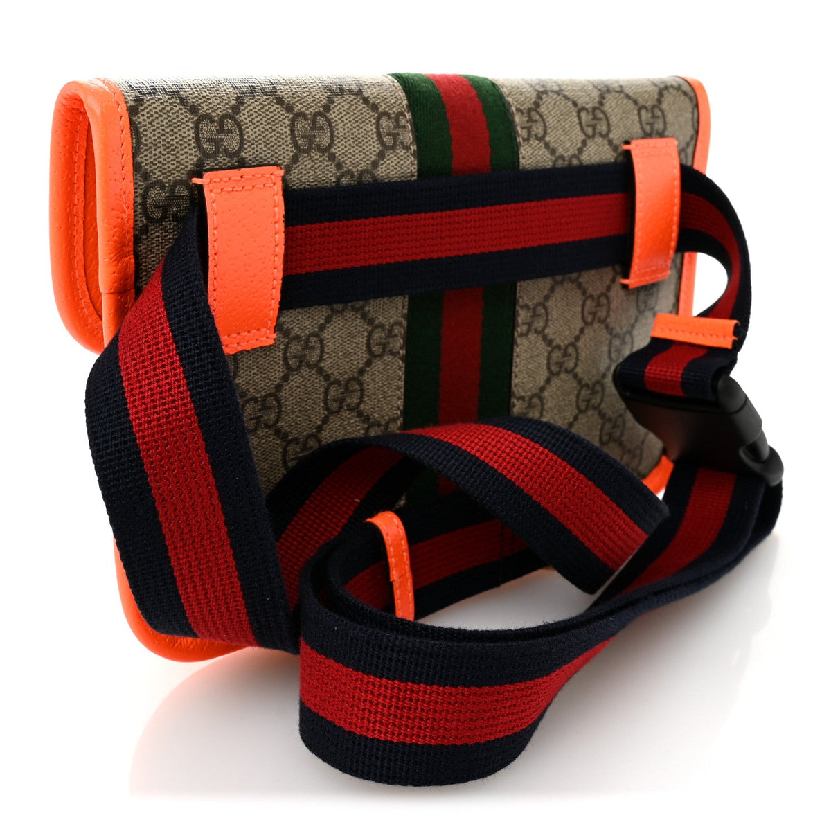GG Supreme Monogram Web Small Ophidia Belt Bag Beige Ebony Orange Fluo product image 3, provided for visual reference and