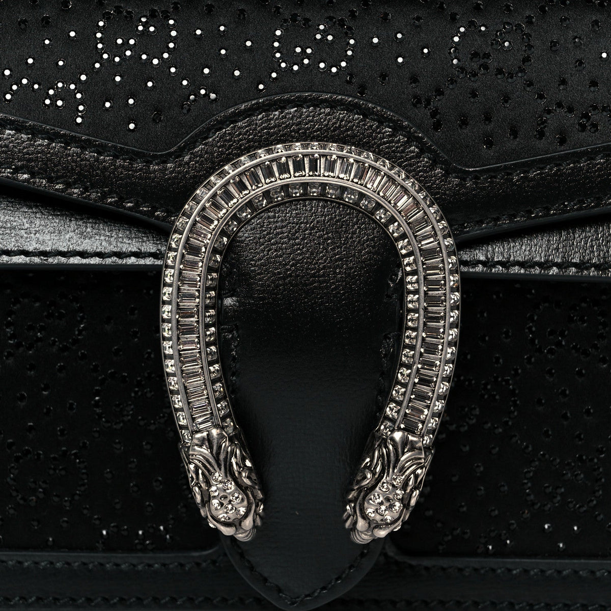 Satin Crystal GG Monogram Mini Dionysus Top Handle Bag Black product image 9, provided for visual reference and product