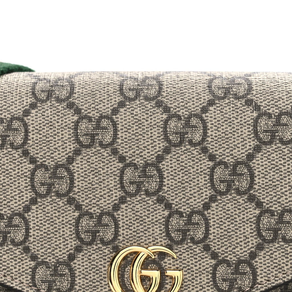 GG Supreme Monogram Textured Dollar Calfskin Web Mini Ophidia Envelope Shoulder Bag Beige Ebony New Acero product image 8,