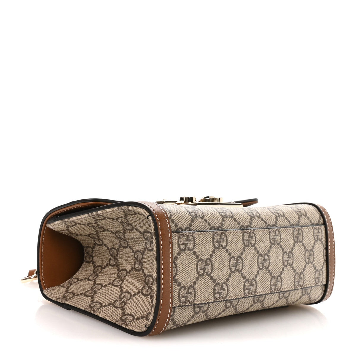GG Supreme Monogram Small Padlock Top Handle Shoulder Bag Beige Ebony Dark Brown product image 4, provided for visual