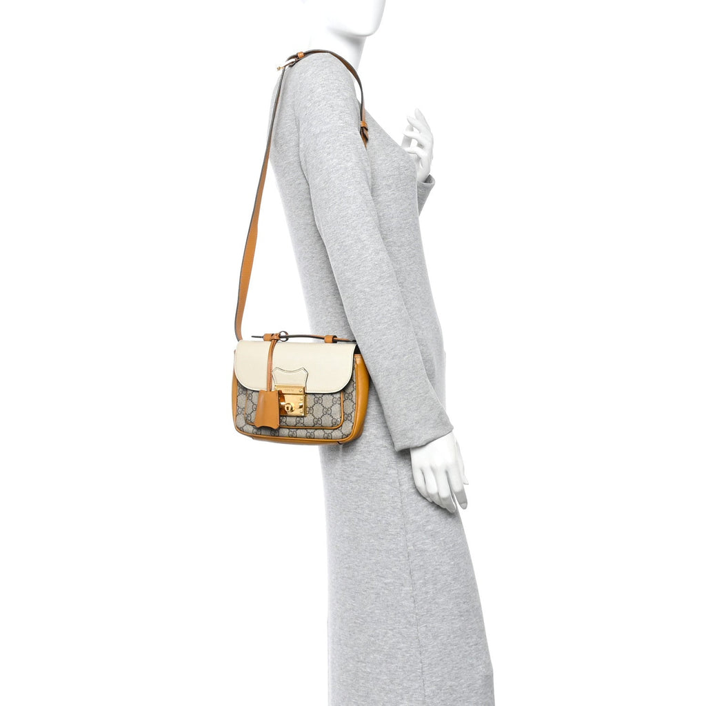GG Supreme Monogram Calfskin Mini Padlock Flap Pocket Shoulder Bag Beige Mystic White Sun Oil product image 2, provided for