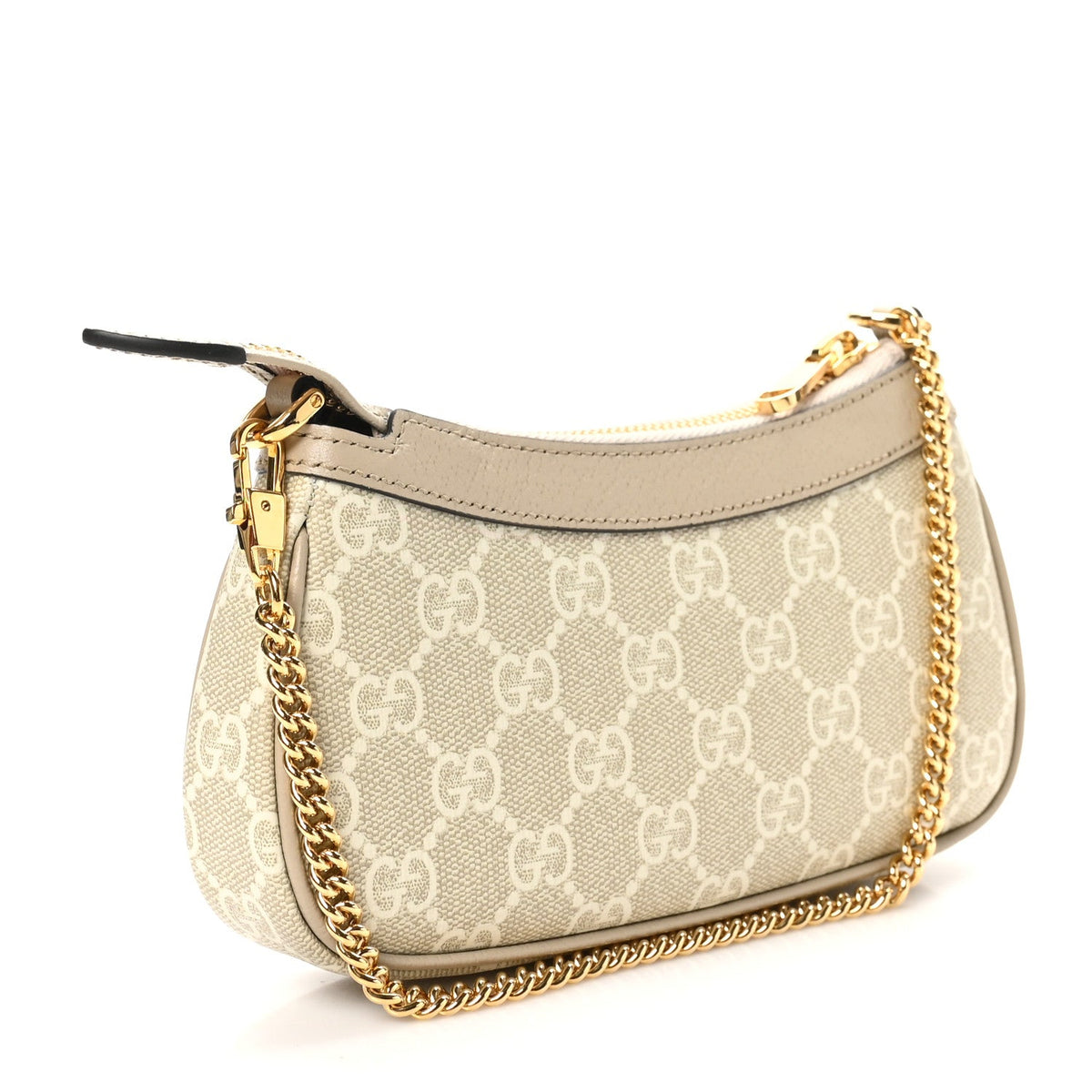 GG Supreme Monogram Textured Dollar Calfskin Web Mini Ophidia GG Handbag Beige Mystic White Oatmeal product image 3,