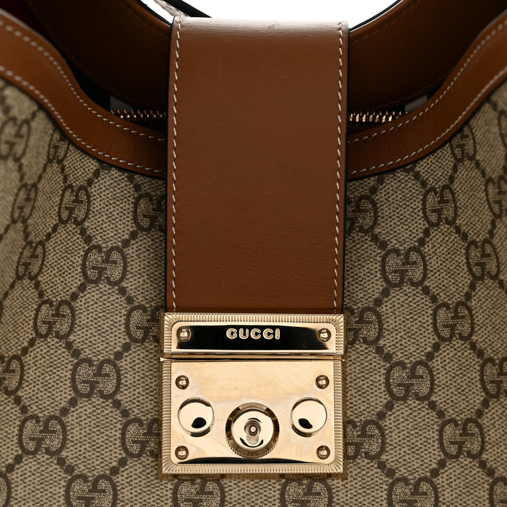 GG Icon Monogram Padlock Shoulder Bag Beige Dark Brown product image 13, provided for visual reference and product detail