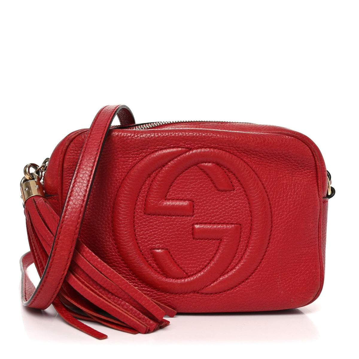 Pebbled Calfskin Small Soho Disco Bag Tabasco Red product image 1, provided for visual reference and product detail review