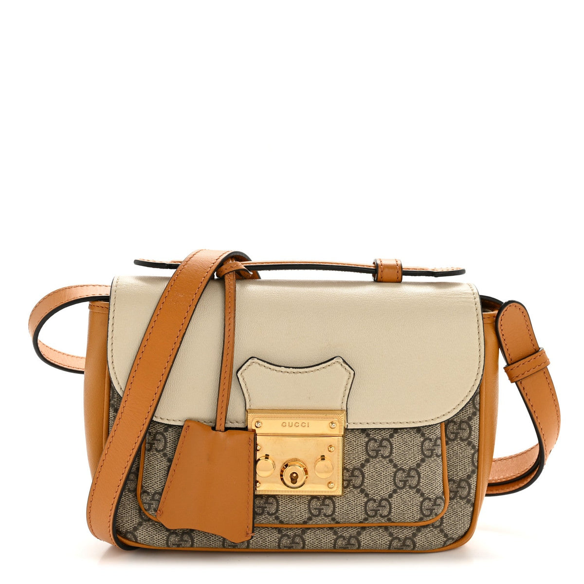 GG Supreme Monogram Calfskin Mini Padlock Flap Pocket Shoulder Bag Beige Mystic White Sun Oil product image 1, provided for