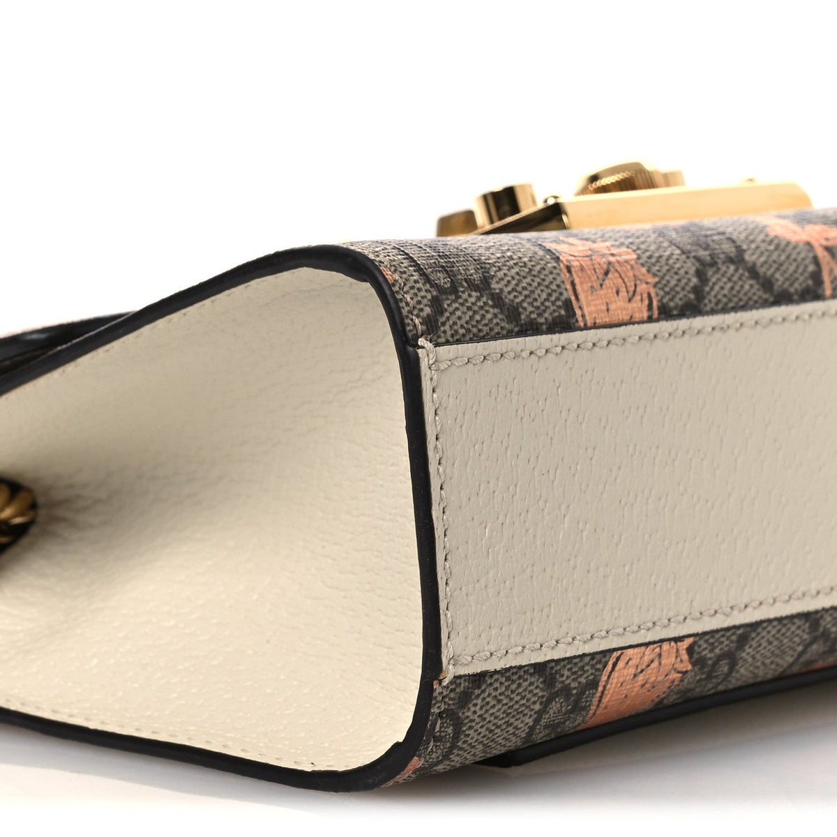 GG Supreme Monogram Berry Textured Dollar Calfskin Small Padlock Shoulder Bag Beige Ebony Light Copper Mystic White product
