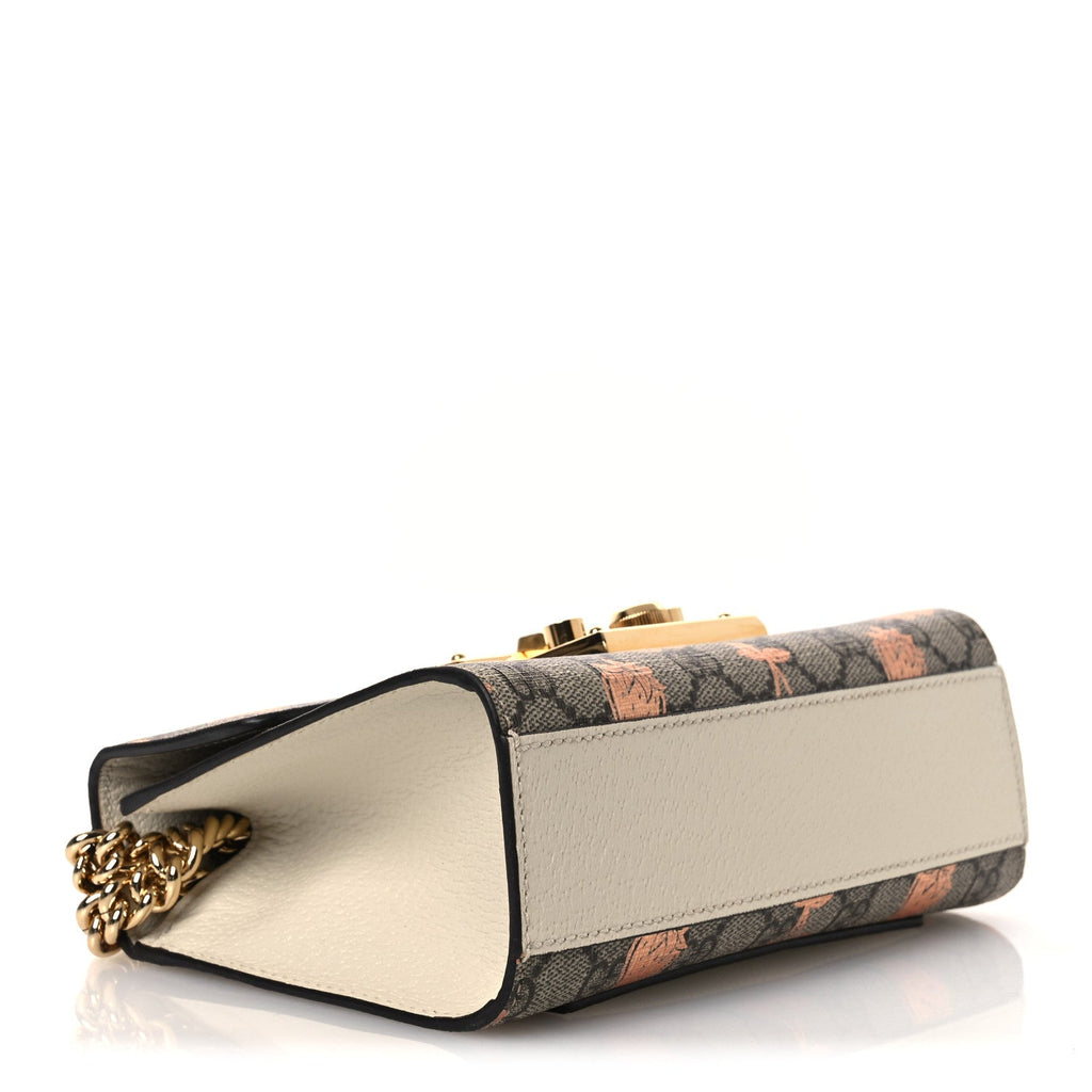 GG Supreme Monogram Berry Textured Dollar Calfskin Small Padlock Shoulder Bag Beige Ebony Light Copper Mystic White product