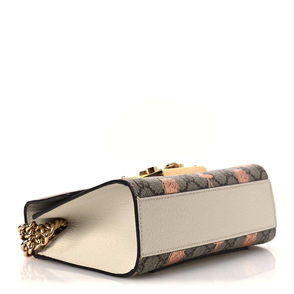 GG Supreme Monogram Berry Textured Dollar Calfskin Small Padlock Shoulder Bag Beige Ebony Light Copper Mystic White product