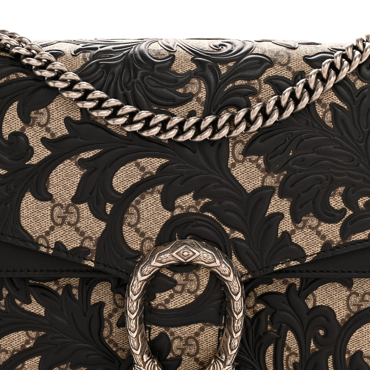 GG Supreme Monogram Arabesque Medium Dionysus Shoulder Bag Black product image 8, provided for visual reference and product