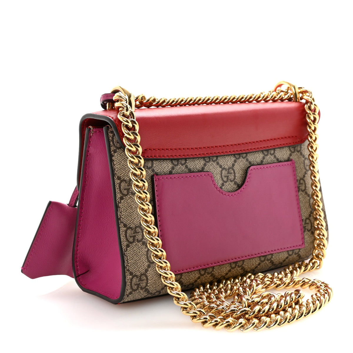 GG Supreme Monogram Calfskin Small Padlock Shoulder Bag Beige Hibiscus Red New Rosette product image 3, provided for visual