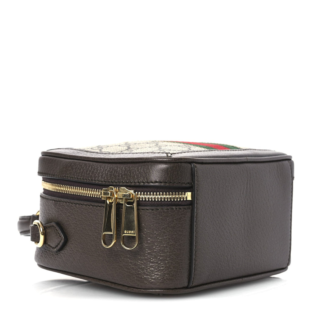 GG Supreme Monogram Textured Dollar Calfskin Mini Ophidia Top Handle Square Shoulder Bag Beige Ebony New Acero product image