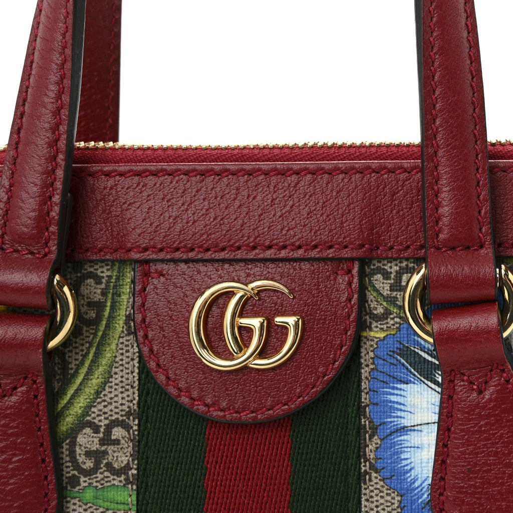 GG Supreme Monogram Flora Web Small Ophidia Tote Bag Red product image 7, provided for visual reference and product detail