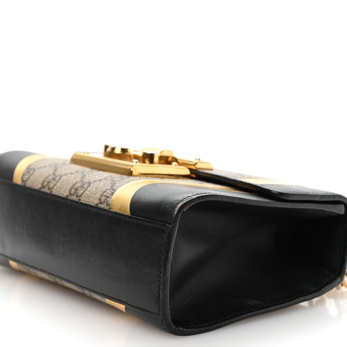 Calfskin GG Supreme Monogram Small Padlock Shoulder Bag Black Gold product image 10, provided for visual reference and