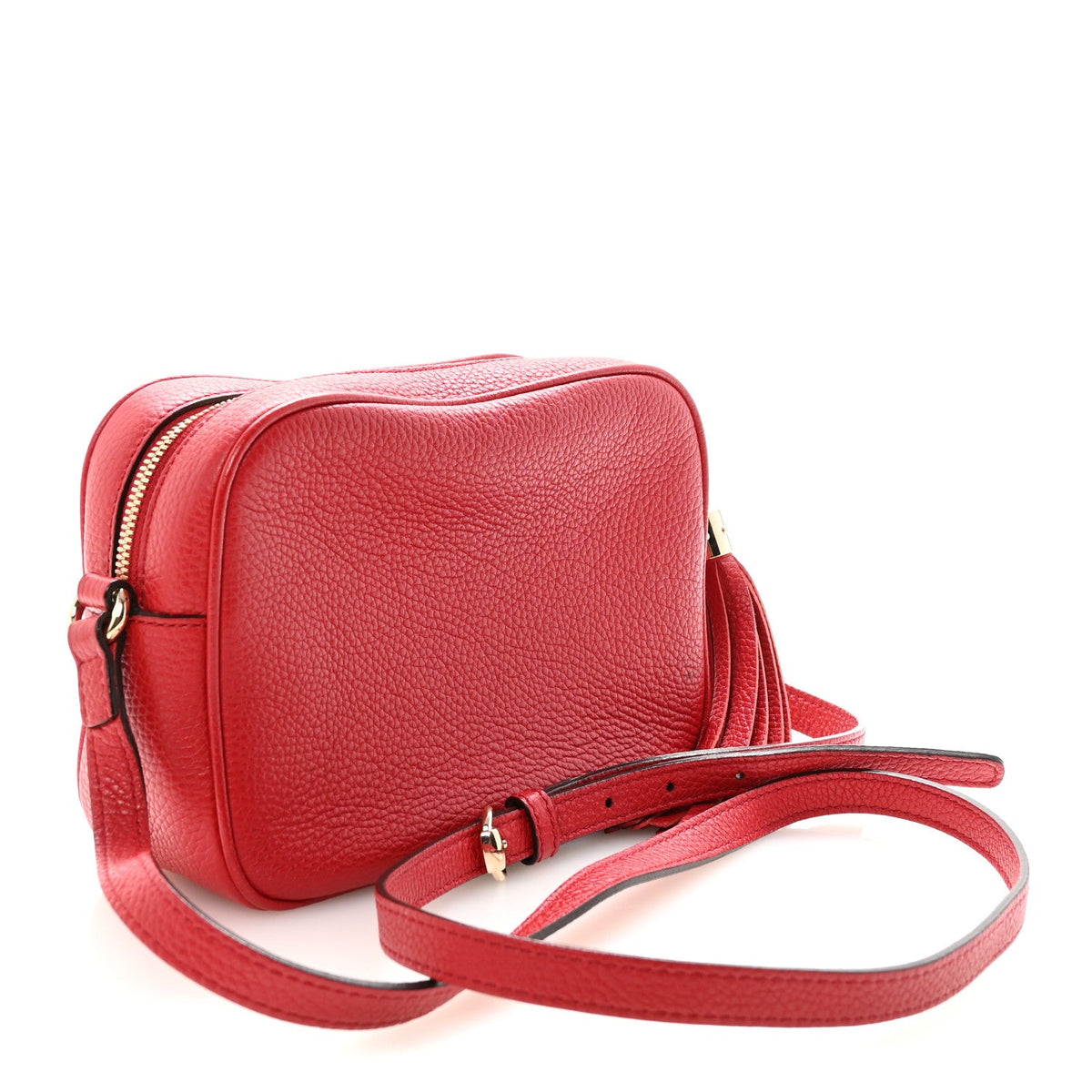 Pebbled Calfskin Small Soho Disco Bag Tabasco Red product image 3, provided for visual reference and product detail review