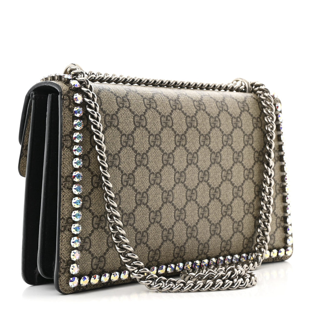 GG Supreme Monogram Crystal Small Dionysus Shoulder Bag Black product image 3, provided for visual reference and product
