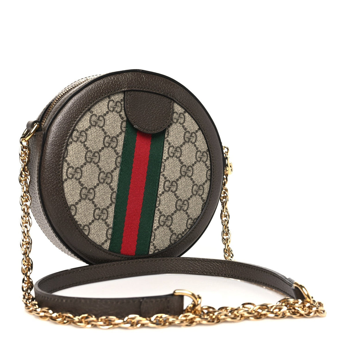 GG Supreme Monogram Web Mini Ophidia Round Shoulder Bag Brown product image 3, provided for visual reference and product