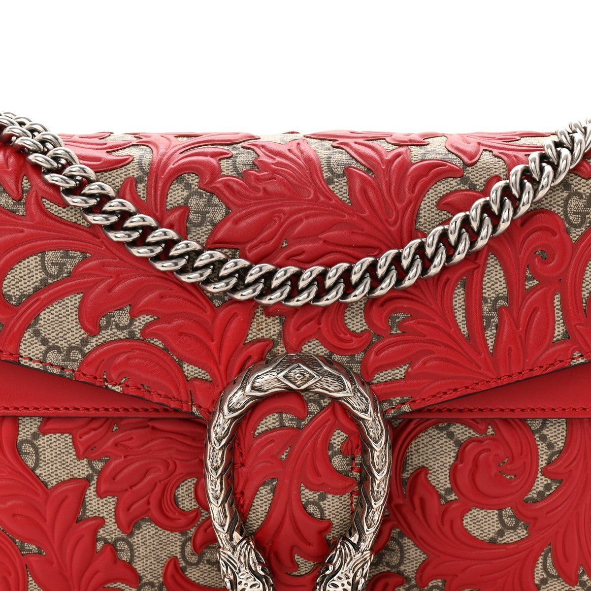 GG Supreme Monogram Arabesque Dionysus Shoulder Bag Hibiscus Red product image 9, provided for visual reference and product