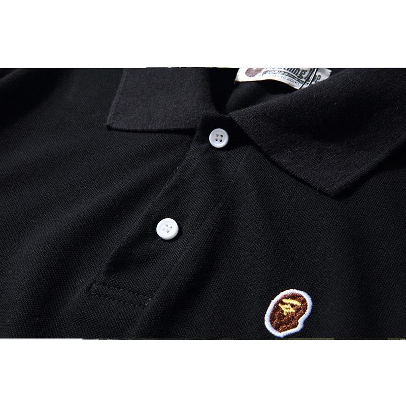 Bathing Ape T-Shirt Solid Color Casual Embroidered Short-Sleeved Polo Shirt product image 5, provided for visual reference