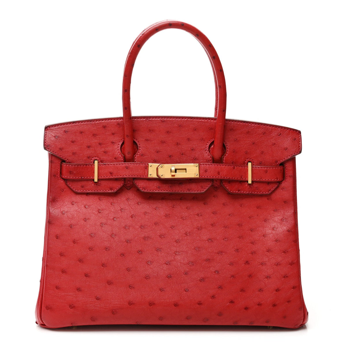 Ostrich Birkin 30 Rouge Vif product image 1, provided for visual reference and product detail review