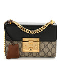 GG Supreme Monogram Calfskin Small Padlock Shoulder Bag Beige Black Cuir product image 1, provided for visual reference and