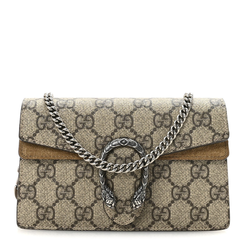 GG Supreme Monogram Super Mini Dionysus Shoulder Bag Taupe product image 1, provided for visual reference and product detail