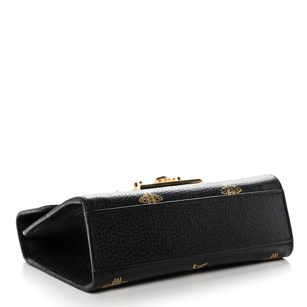 Grained Calfskin Bee Star Small Padlock Shoulder Bag Black product image 4, provided for visual reference and product detail