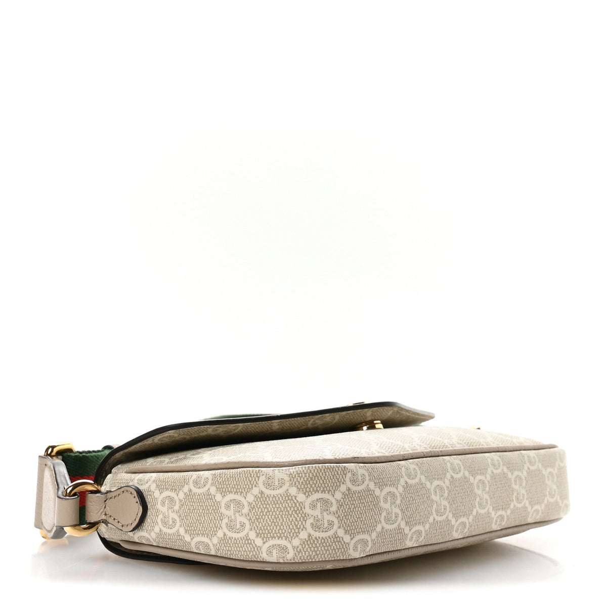 GG Supreme Monogram Textured Dollar Calfskin Web Mini Ophidia Envelope Shoulder Bag Beige Mystic White Oatmeal product image