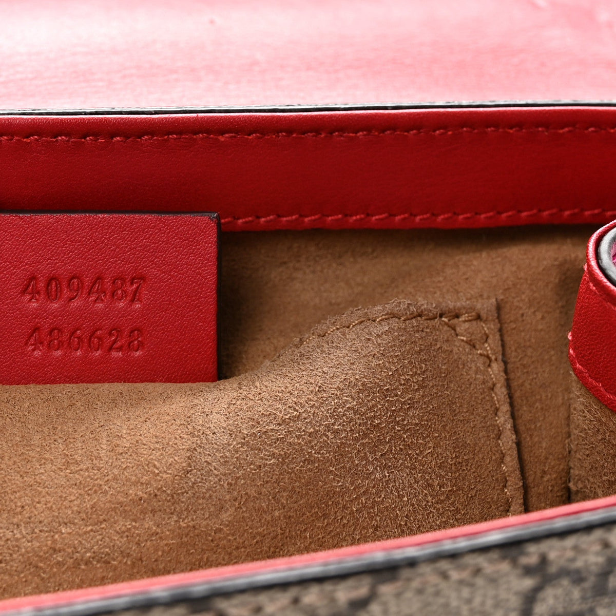 GG Supreme Monogram Calfskin Small Padlock Shoulder Bag Beige Hibiscus Red New Rosette product image 7, provided for visual