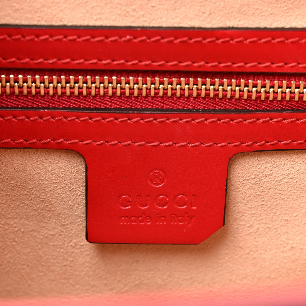 Guccissima Signature Small Padlock Top Handle Bag Hibiscus Red product image 6, provided for visual reference and product