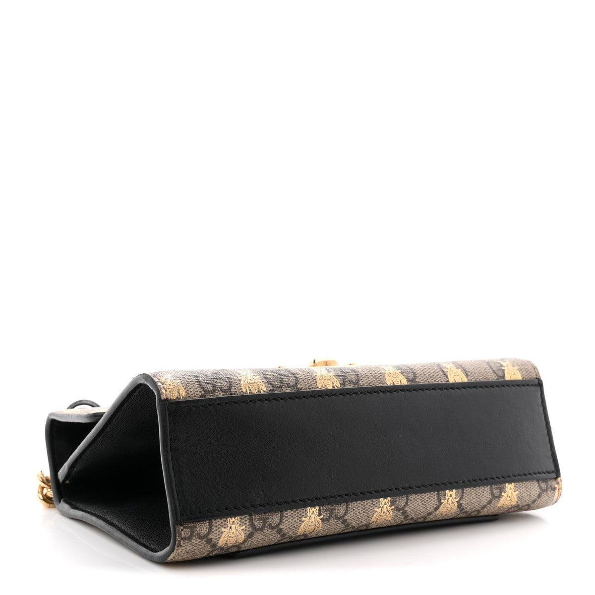 GG Supreme Monogram Bees Small Padlock Shoulder Bag Black product image 4, provided for visual reference and product detail