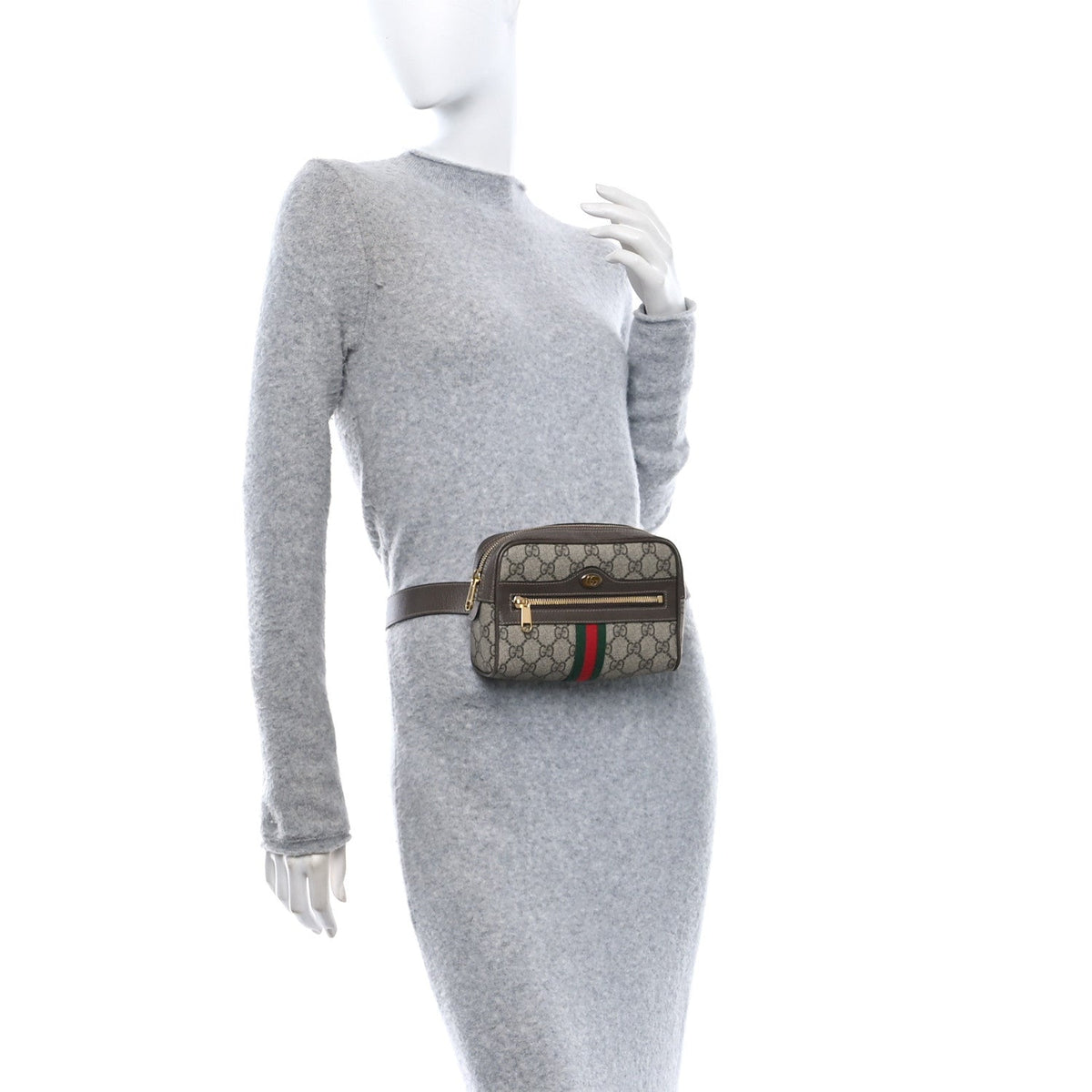 GG Supreme Monogram Web Small Ophidia Belt Bag 85 34 Dark Brown product image 2, provided for visual reference and product