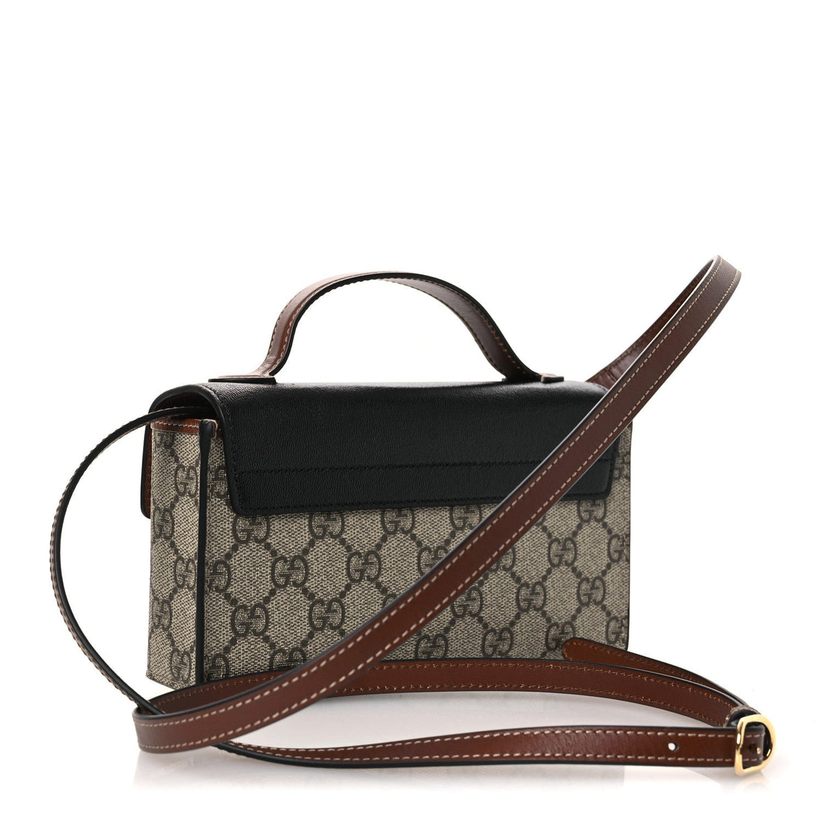 GG Supreme Monogram Calfskin Mini Padlock Top Handle Shoulder Bag Beige Black Cuir product image 2, provided for visual