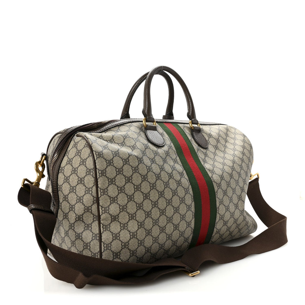 X BALENCIAGA BB Supreme Monogram Web Medium Ophidia Carry-On Duffle Bag Beige New Acero product image 2, provided for visual